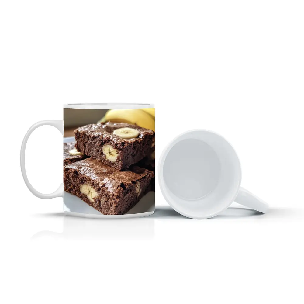 Chocolate Banana Brownies Stacked On Plate – Mugs