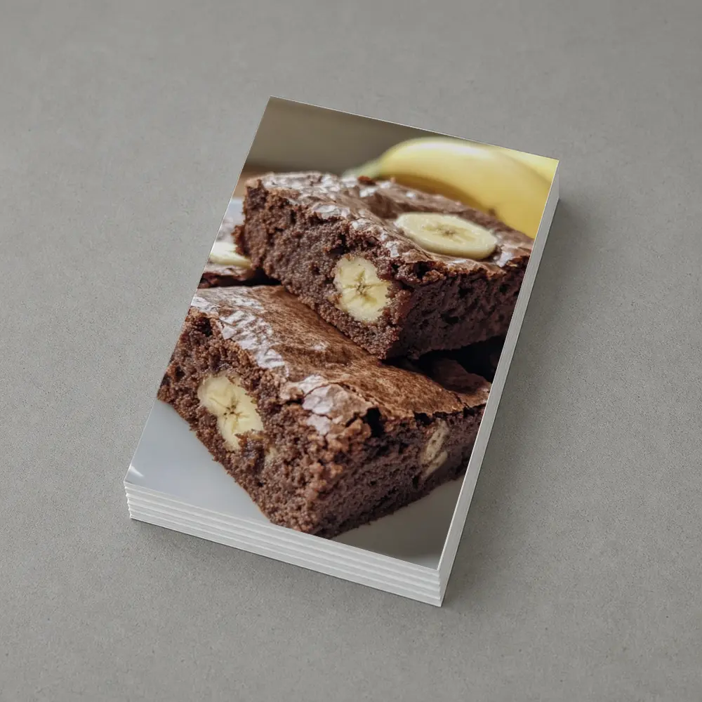 Chocolate Banana Brownies Stacked On Plate – Postcards
