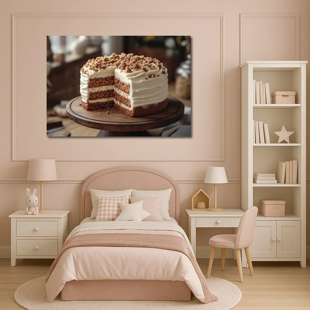 Layered Carrot Cake Cream Cheese Frosting Rustic – Wall Art
