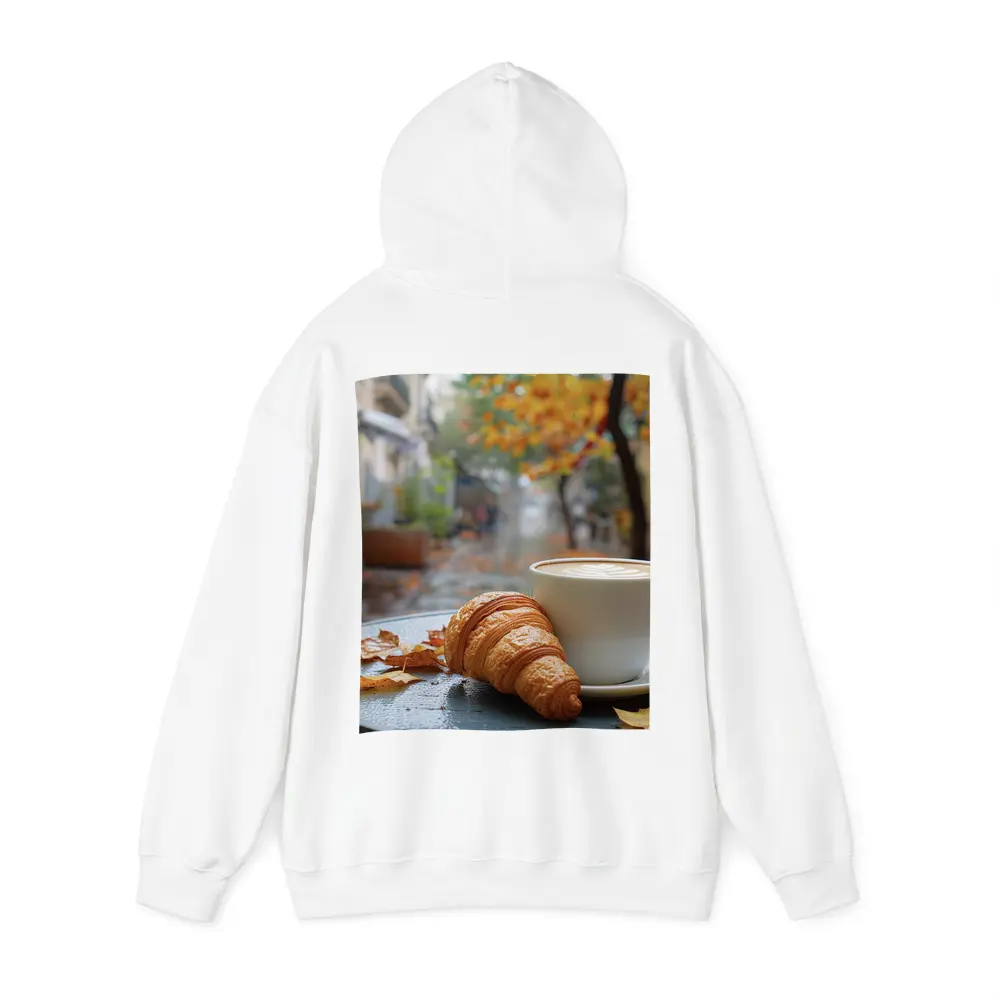 Croissant And Latte Rainy Autumn Street – Hoodies