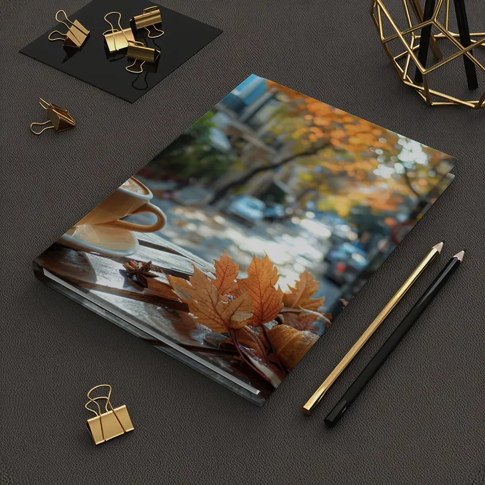 Latte Coffee Croissant Autumn Street Cafe – Notebooks