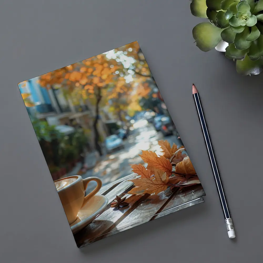 Latte Coffee Croissant Autumn Street Cafe – Notebooks