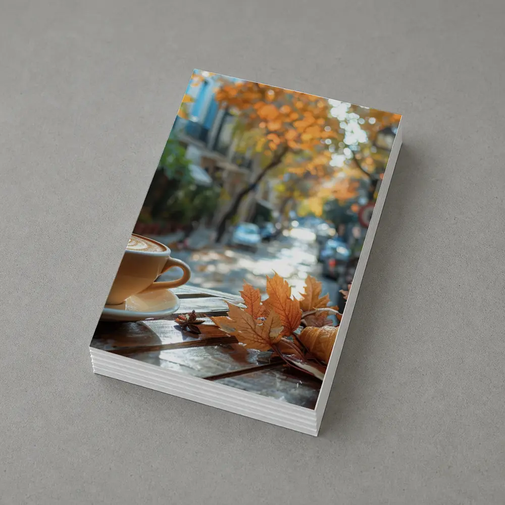 Latte Coffee Croissant Autumn Street Cafe – Postcards