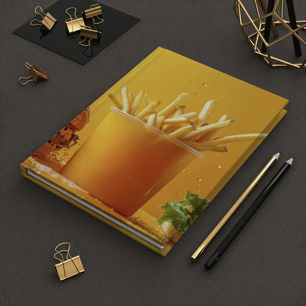 Cheeseburgers and Fries Yellow Background – Notebooks