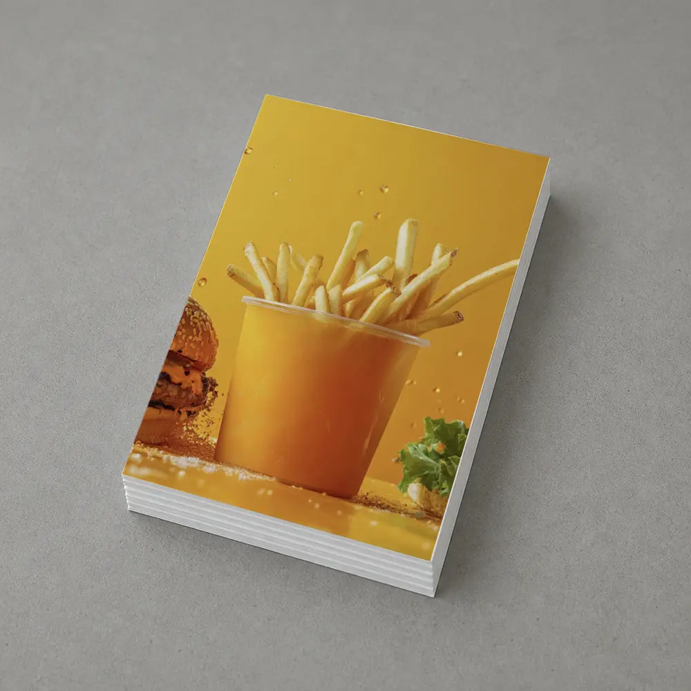 Cheeseburgers and Fries Yellow Background – Postcards