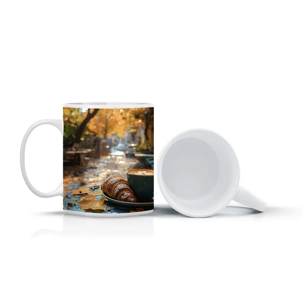 Latte And Croissant Autumn Cafe Street – Mugs