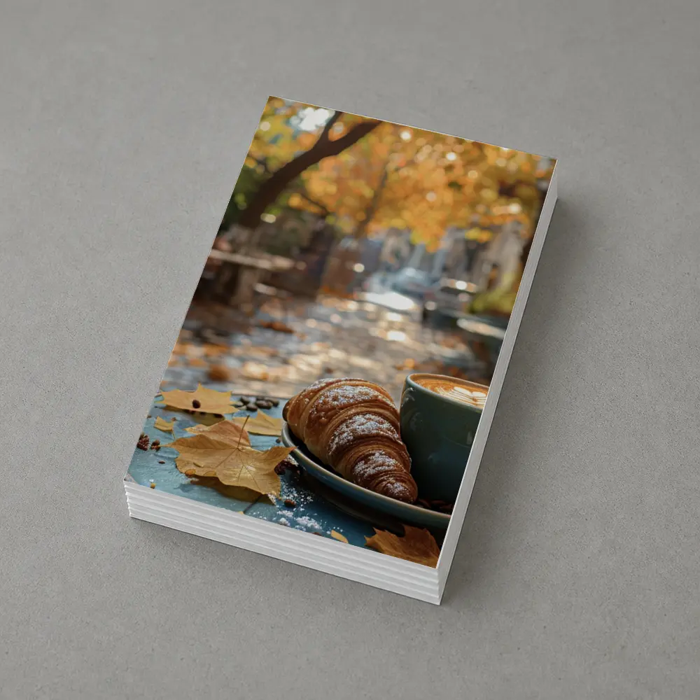 Latte Art Croissant Autumn Cafe Street – Postcards