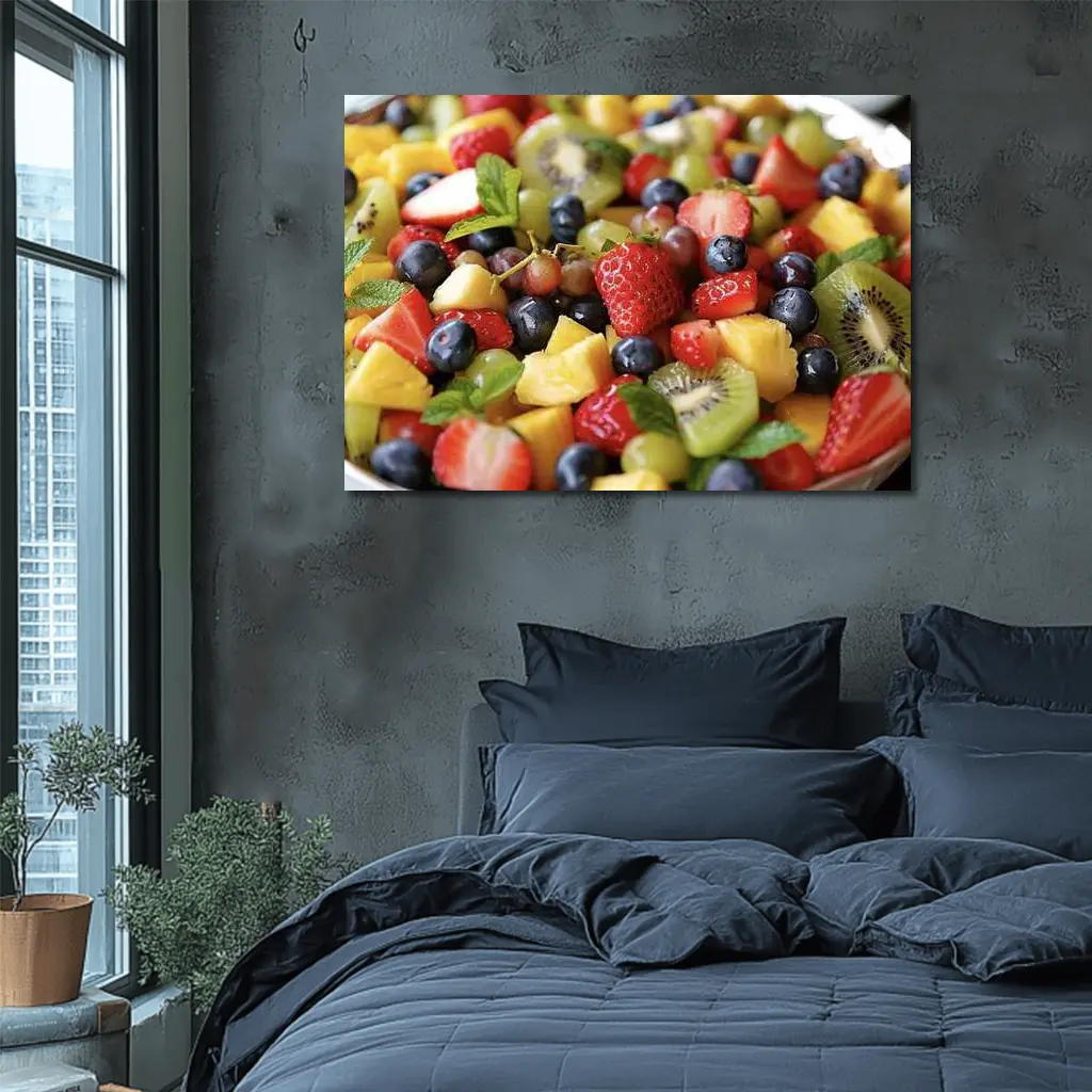 Fresh Fruit Salad Bowl Close Up – Wall Art