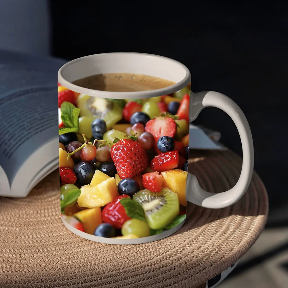 Fresh Fruit Salad Bowl Close Up – Mugs