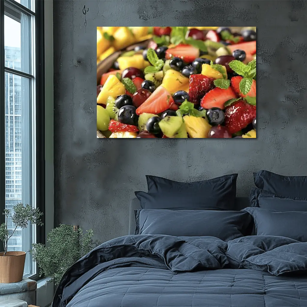 Fresh Fruit Salad Bowl With Mint – Wall Art