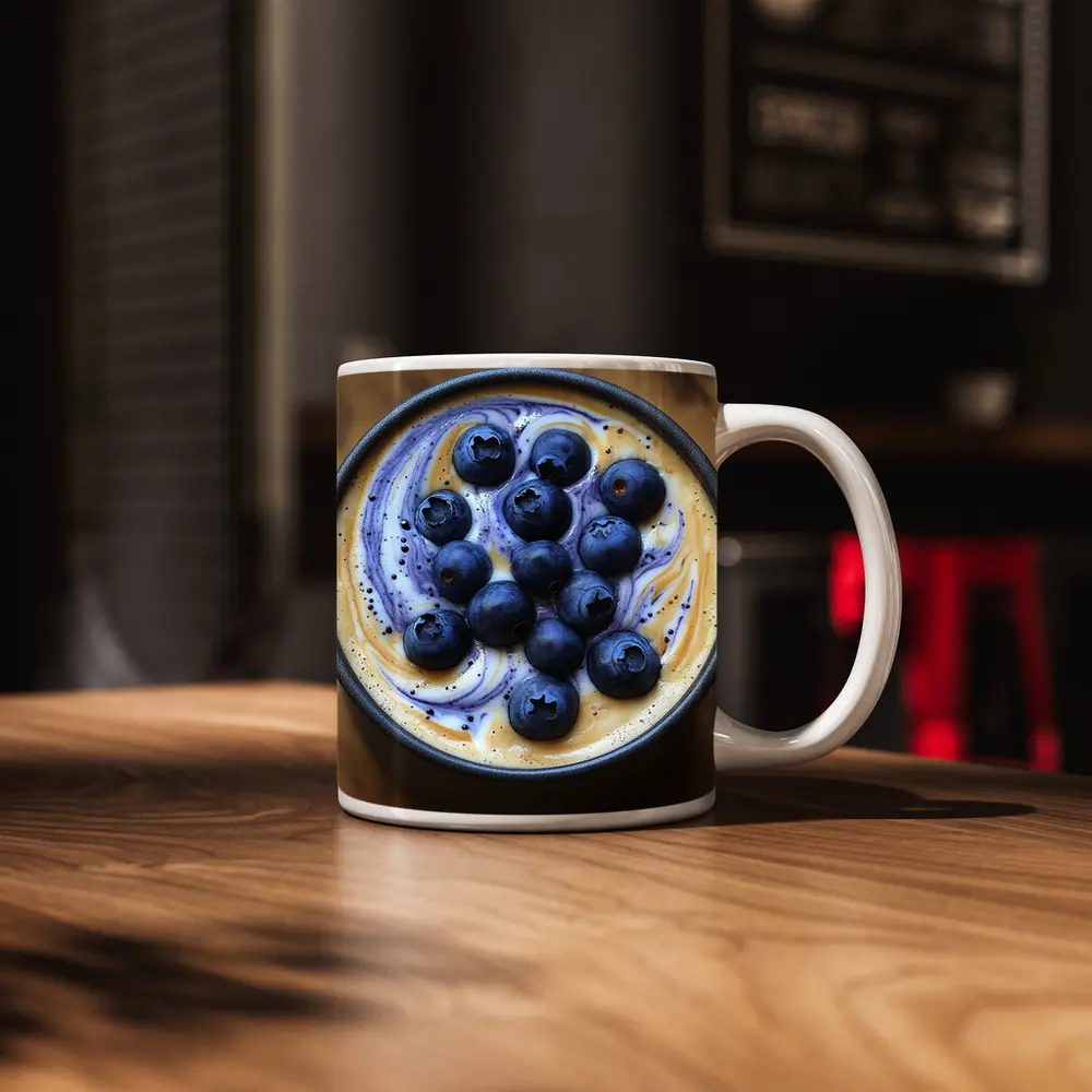 Blueberry Coffee Latte Swirl Dark Mug – Mugs