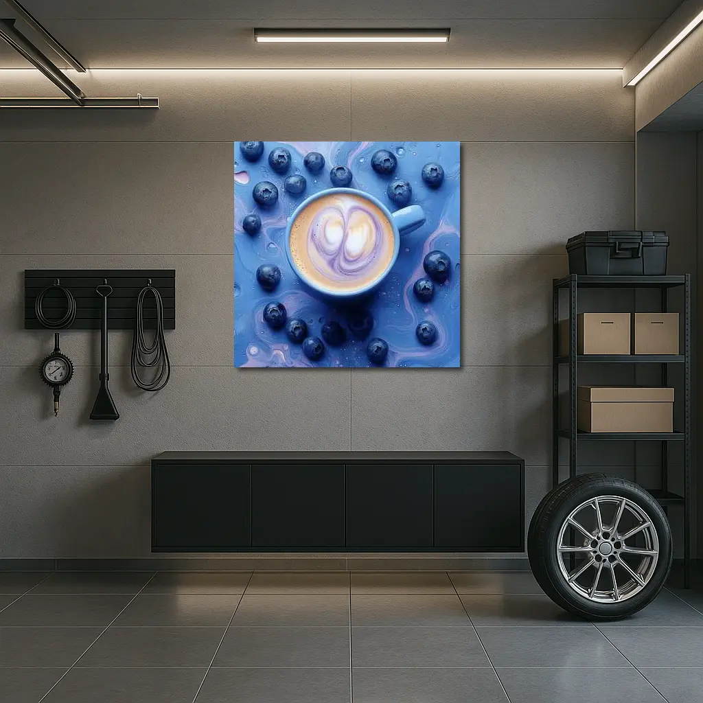 Blueberry Latte Art Blue Marble Background – Wall Art