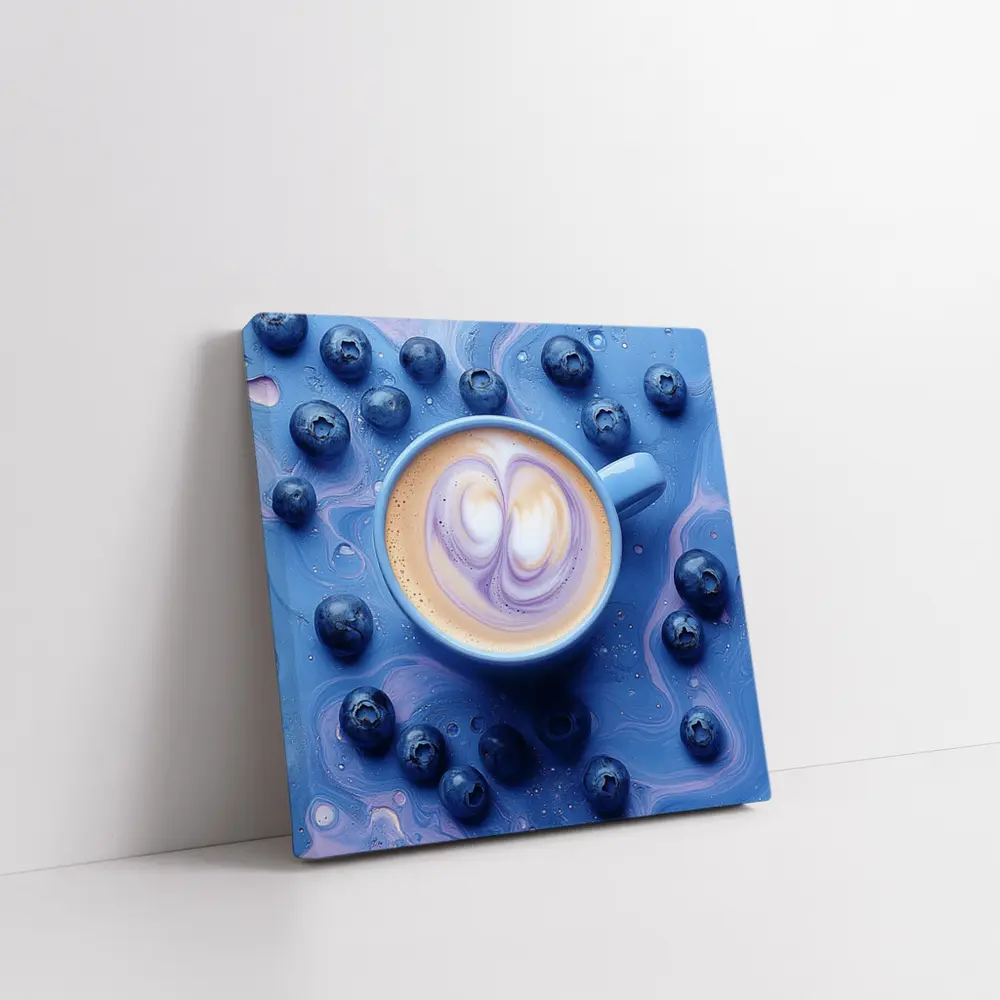 Blueberry Latte Art Blue Marble Background – Wall Art