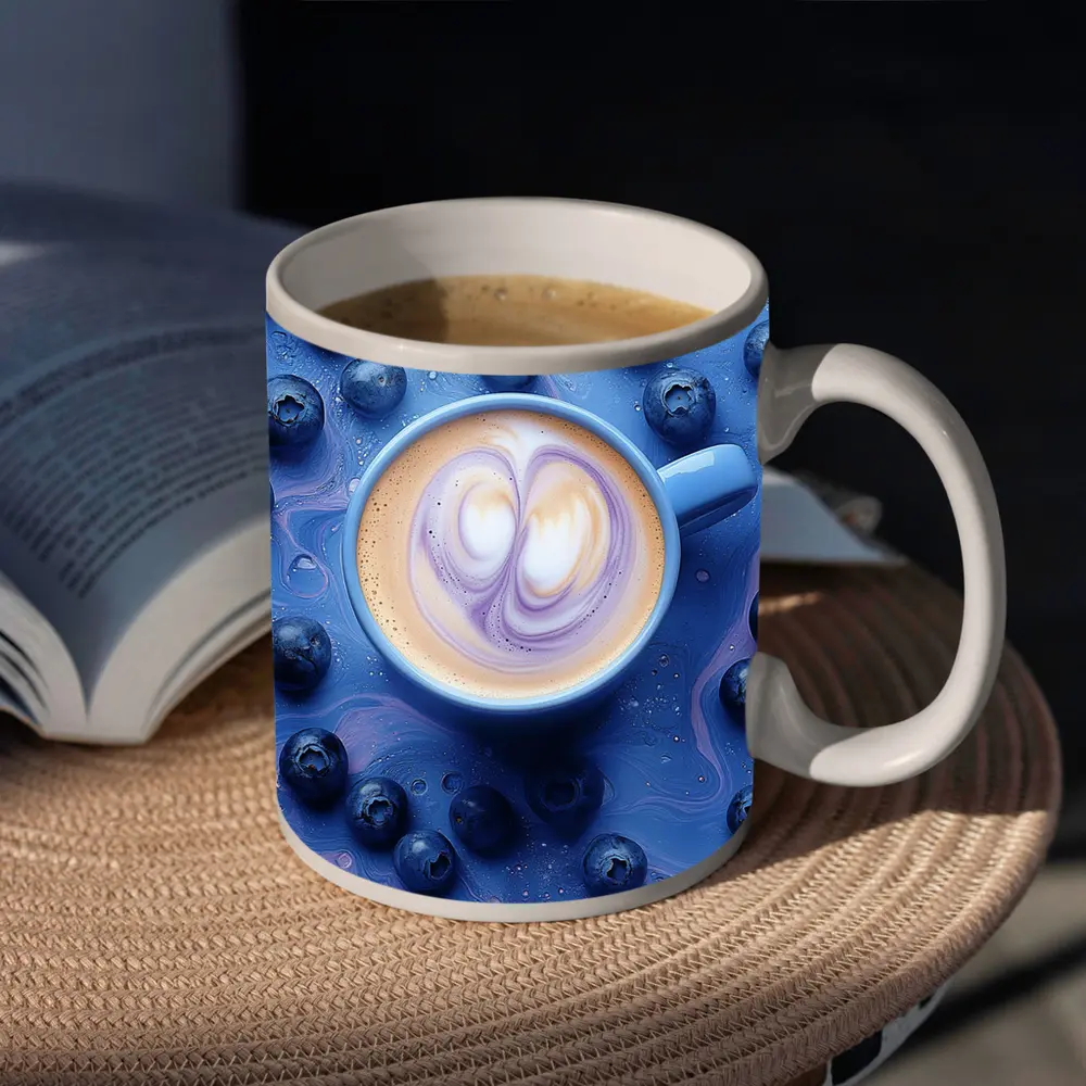Blueberry Latte Art Blue Marble Background – Mugs