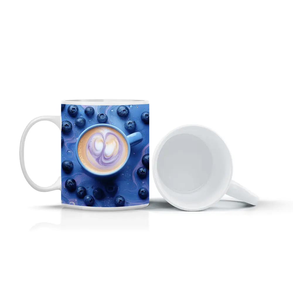 Blueberry Latte Art Blue Marble Background – Mugs