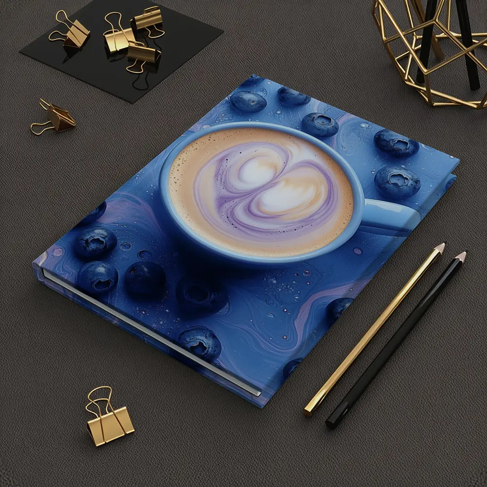Blueberry Latte Art Blue Marble Background – Notebooks