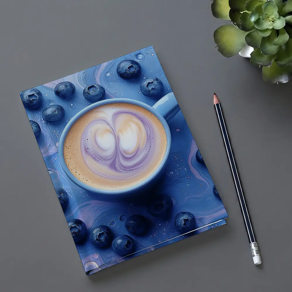 Blueberry Latte Art Blue Marble Background – Notebooks