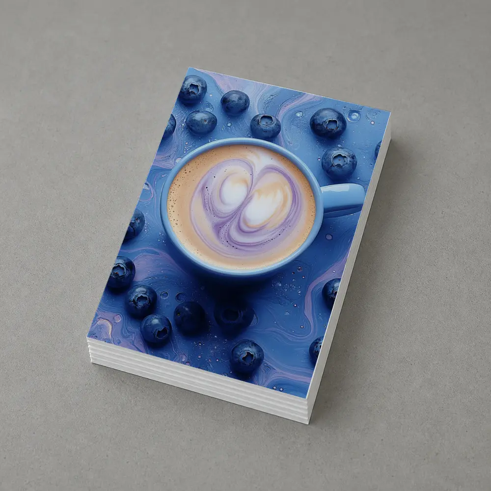 Blueberry Latte Art Blue Marble Background – Postcards
