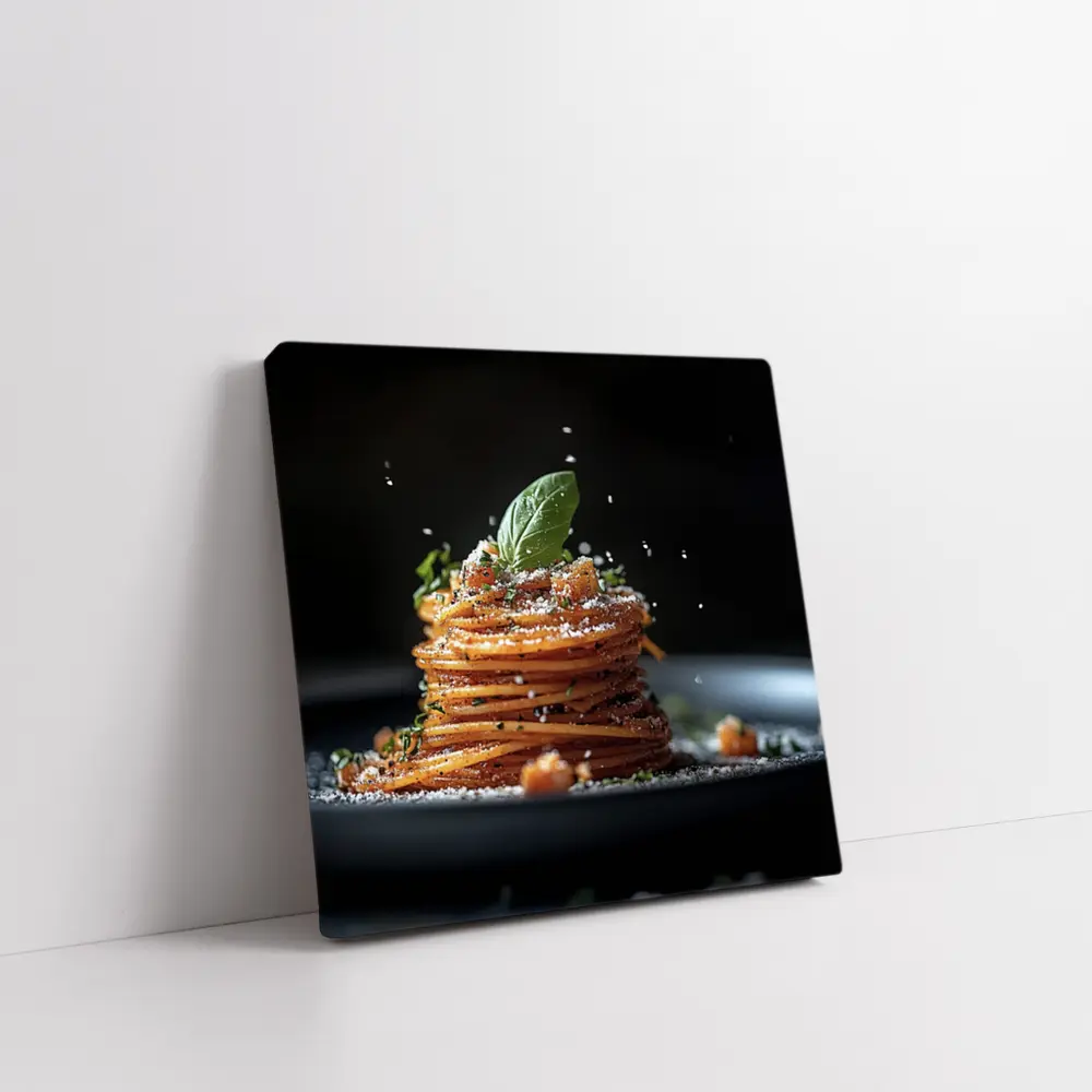 Spaghetti Pasta Stack Dark Background – Wall Art