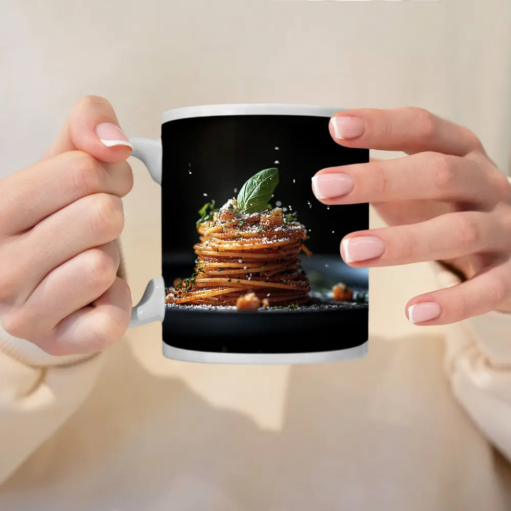 Spaghetti Pasta Stack Dark Background – Mugs