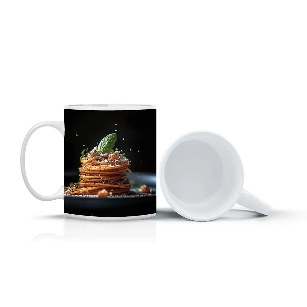 Spaghetti Pasta Stack Dark Background – Mugs