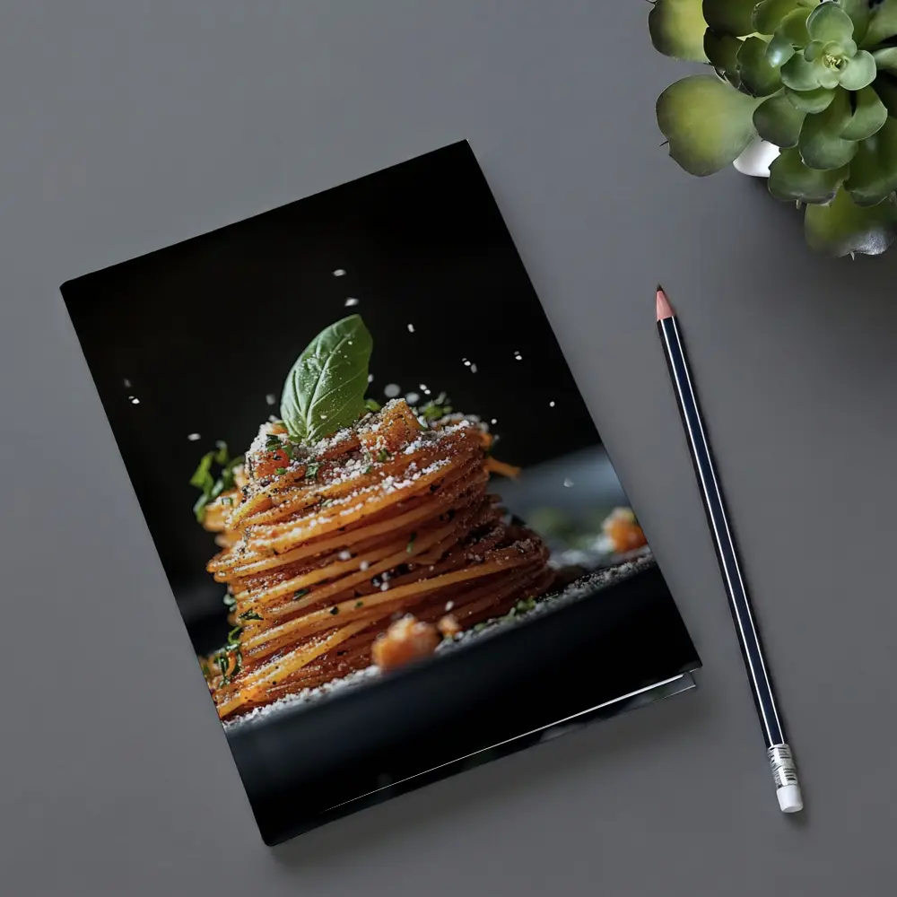 Spaghetti Pasta Stack Dark Background – Notebooks