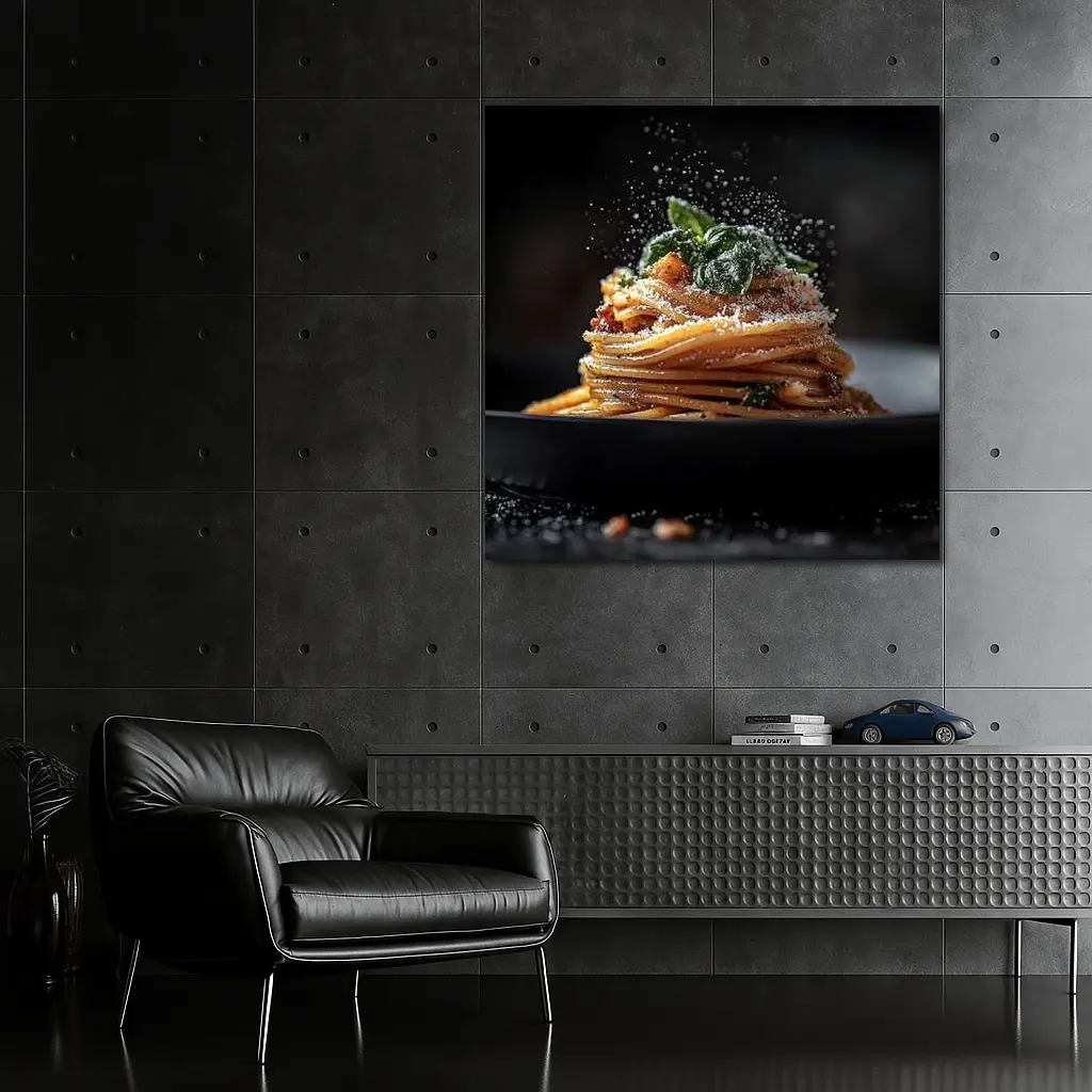 Spaghetti Bolognese Parmesan Dark Plate – Wall Art