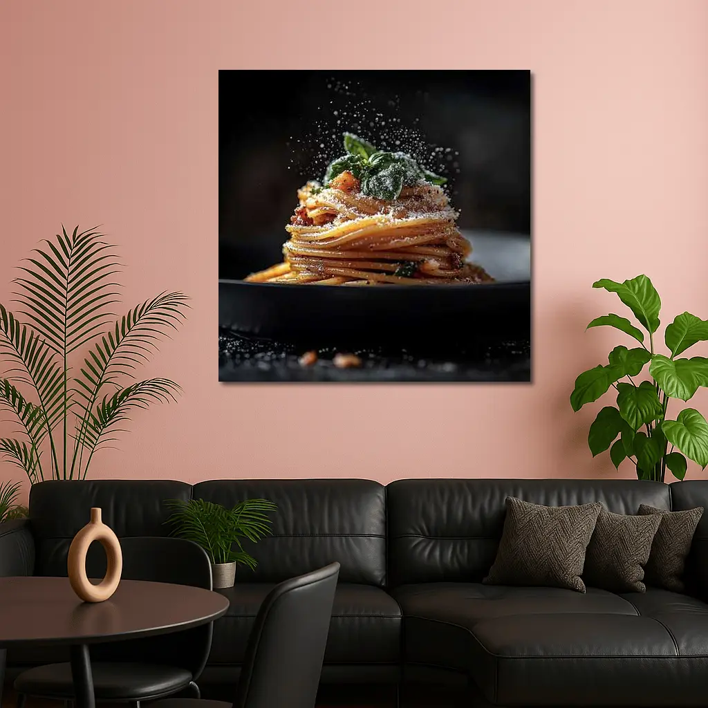 Spaghetti Bolognese Parmesan Dark Plate – Wall Art