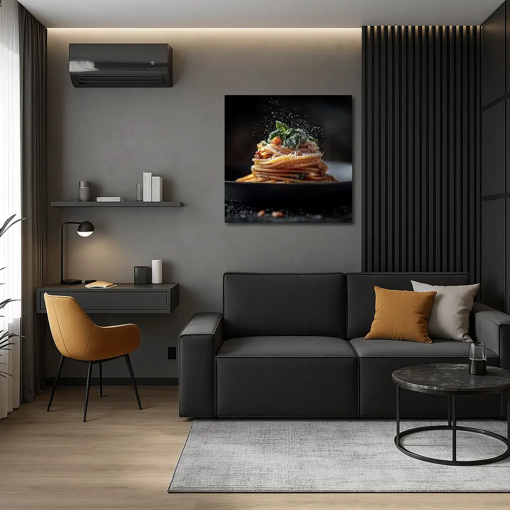 Spaghetti Bolognese Parmesan Dark Plate – Wall Art