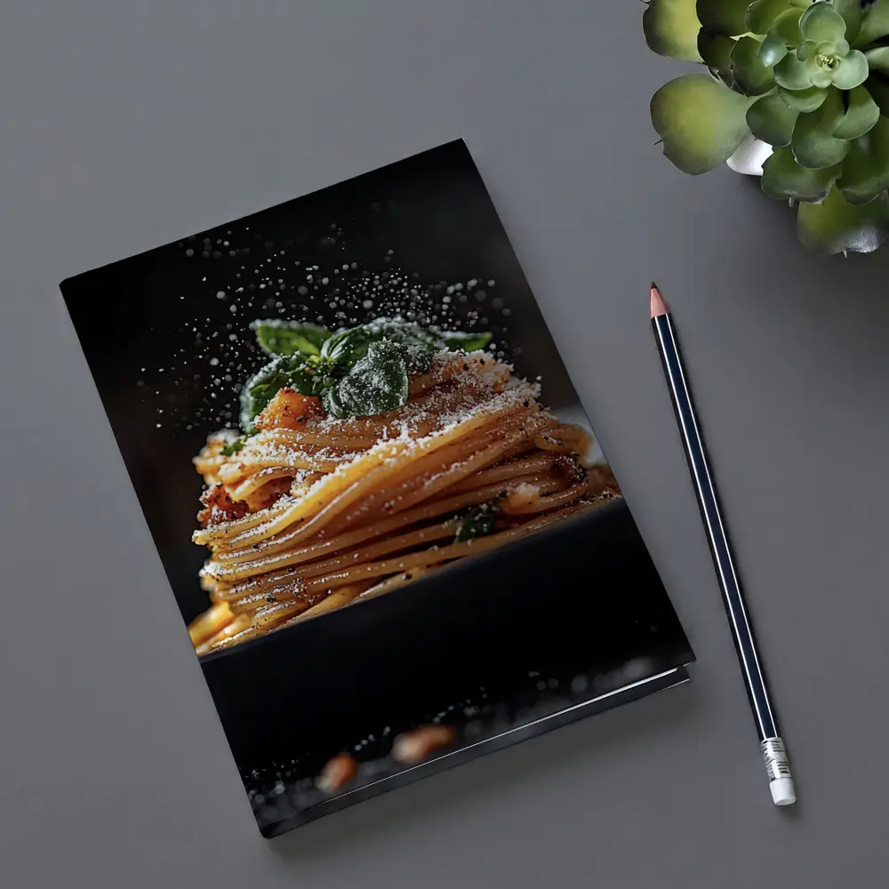 Spaghetti Bolognese Parmesan Dark Plate – Notebooks