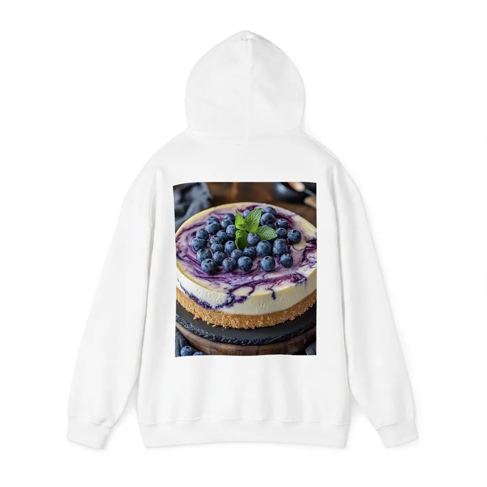 Blueberry Swirl Cheesecake On Wooden Board – Hoodies