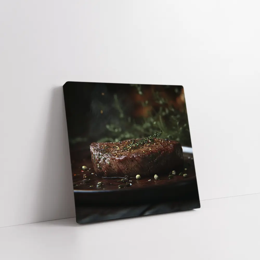Seared Fillet Steak Herbs Dark Plate – Wall Art