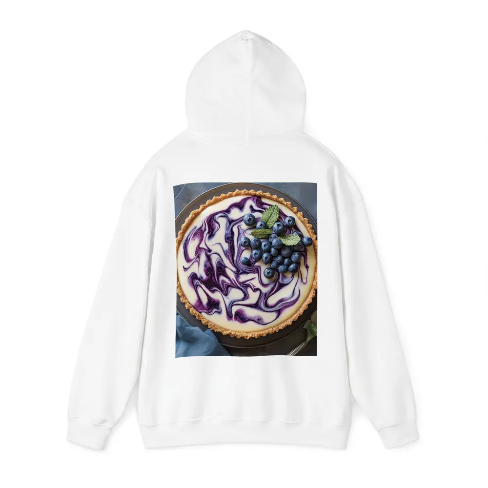 Blueberry Swirl Cheesecake Tart Blue Background – Hoodies