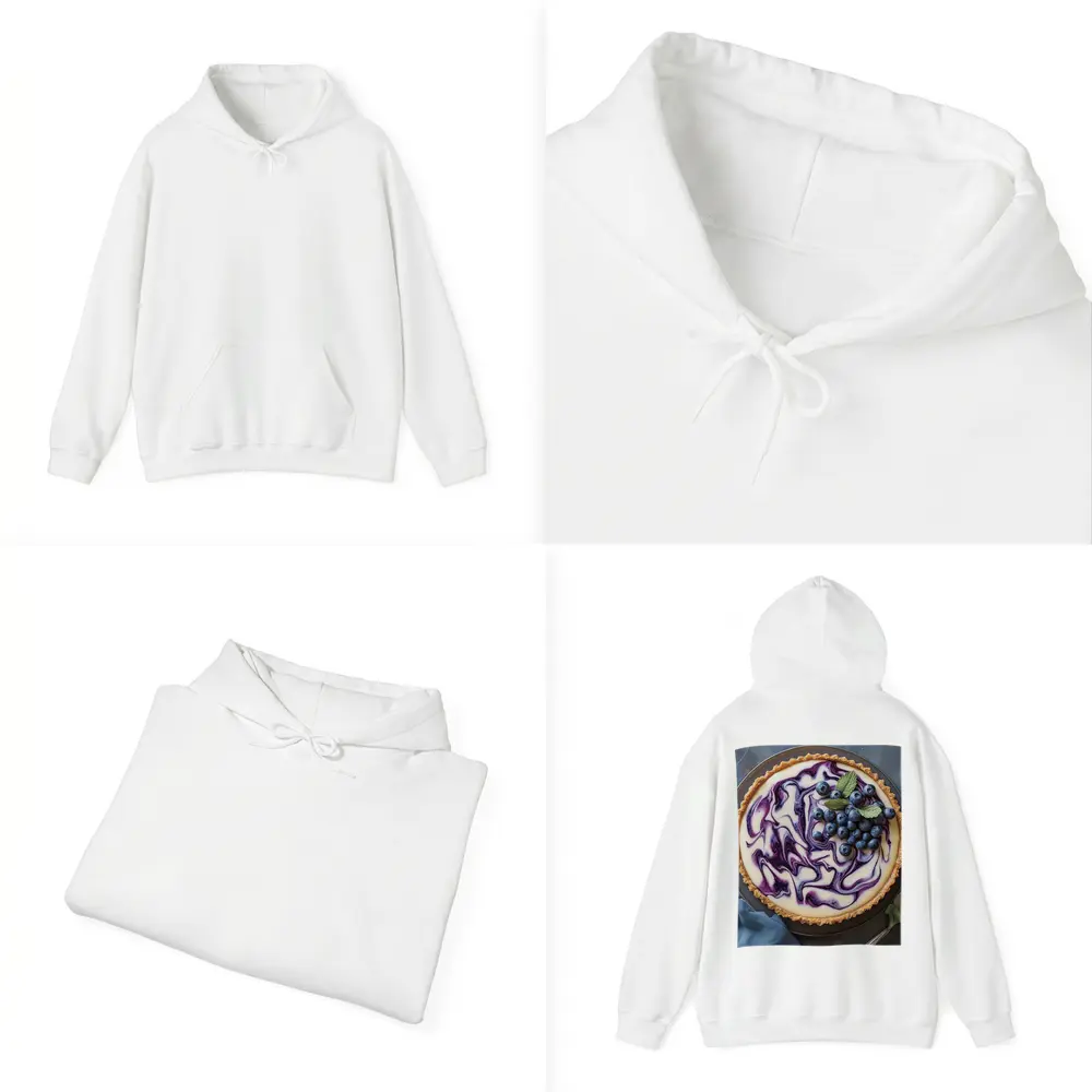 Blueberry Swirl Cheesecake Tart Blue Background – Hoodies