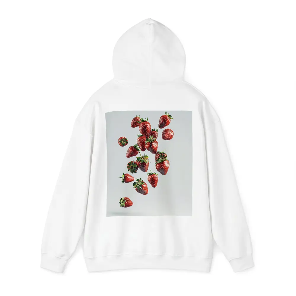 Fresh Strawberries Falling On White Background – Hoodies