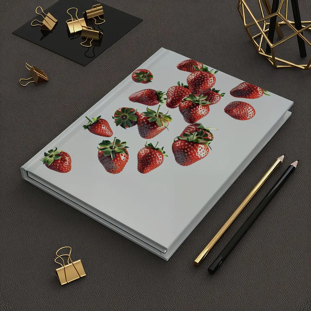 Fresh Strawberries Falling On White Background – Notebooks