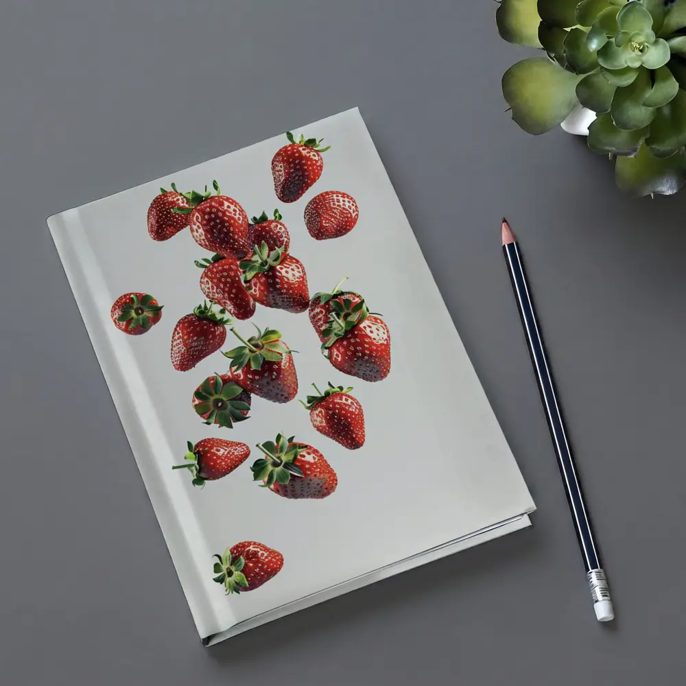 Fresh Strawberries Falling On White Background – Notebooks