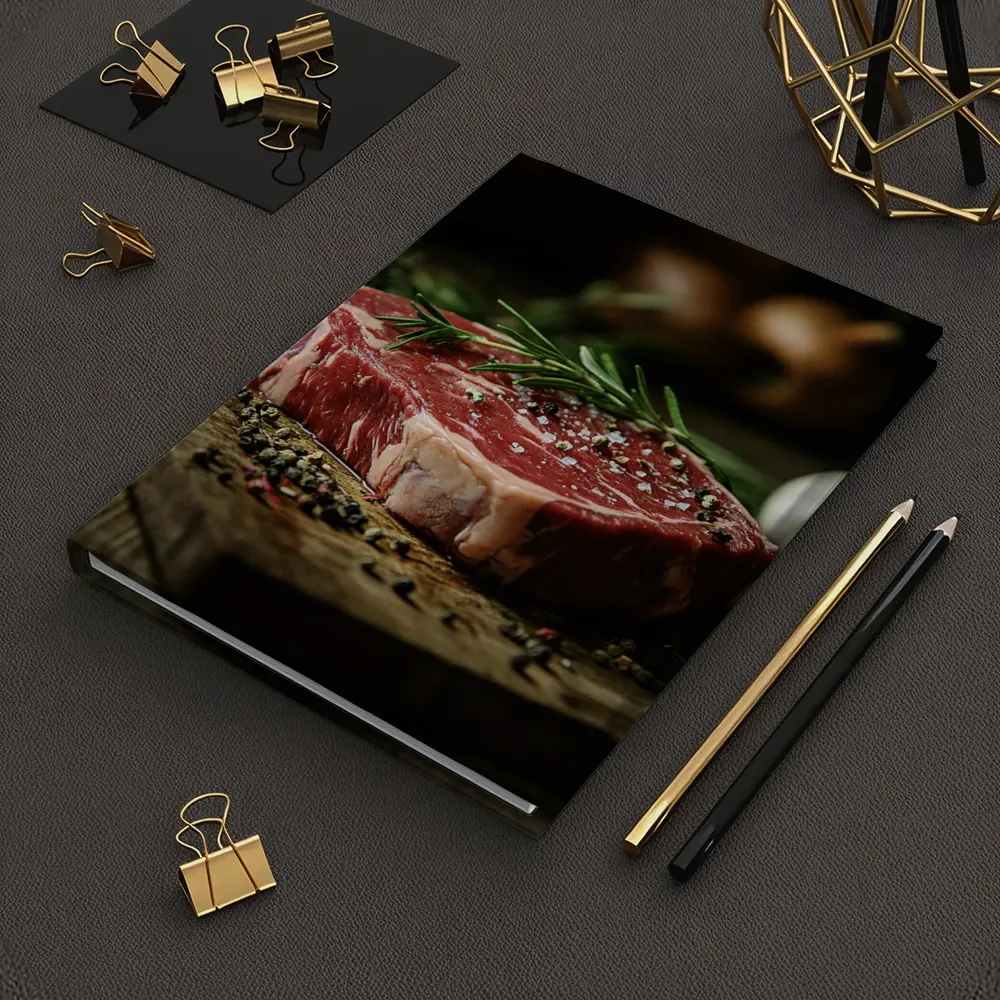 Raw Ribeye Steak Rosemary Garlic Wooden Board – Notebooks