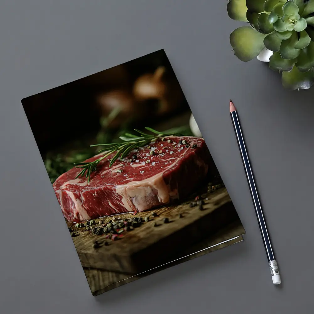 Raw Ribeye Steak Rosemary Garlic Wooden Board – Notebooks