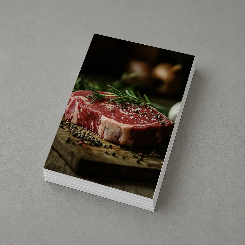 Raw Ribeye Steak Rosemary Garlic Wooden Board – Postcards