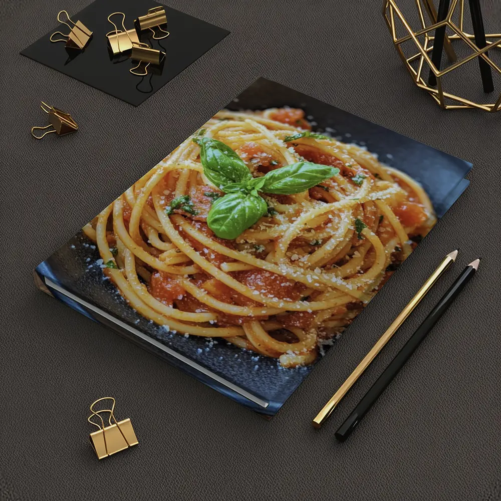 Spaghetti Tomato Sauce Basil Parmesan Dark Bowl – Notebooks