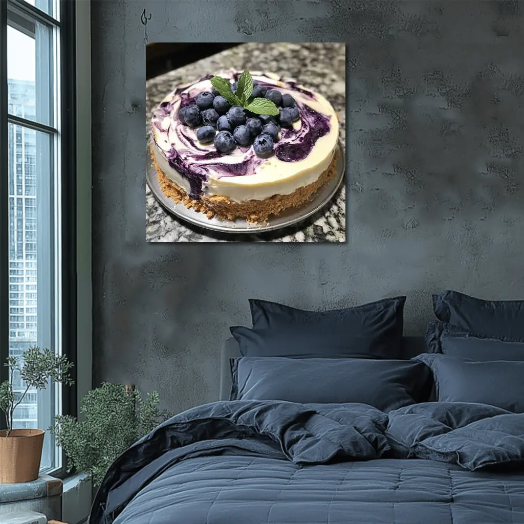 Blueberry Swirl Cheesecake Fresh Mint Topping – Wall Art