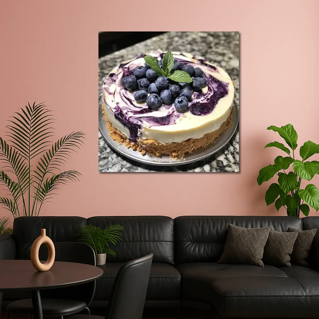 Blueberry Swirl Cheesecake Fresh Mint Topping – Wall Art
