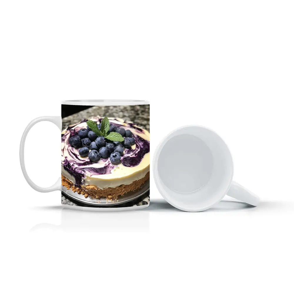 Blueberry Swirl Cheesecake Fresh Mint Topping – Mugs