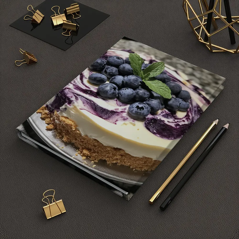 Blueberry Swirl Cheesecake Fresh Mint Topping – Notebooks