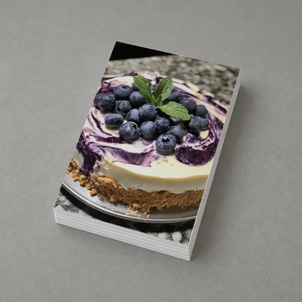 Blueberry Swirl Cheesecake Fresh Mint Topping – Postcards