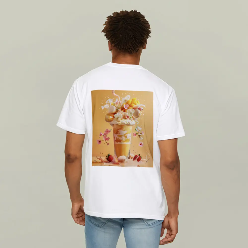 Mango Milkshake With Macarons And Flowers – T-Shirts