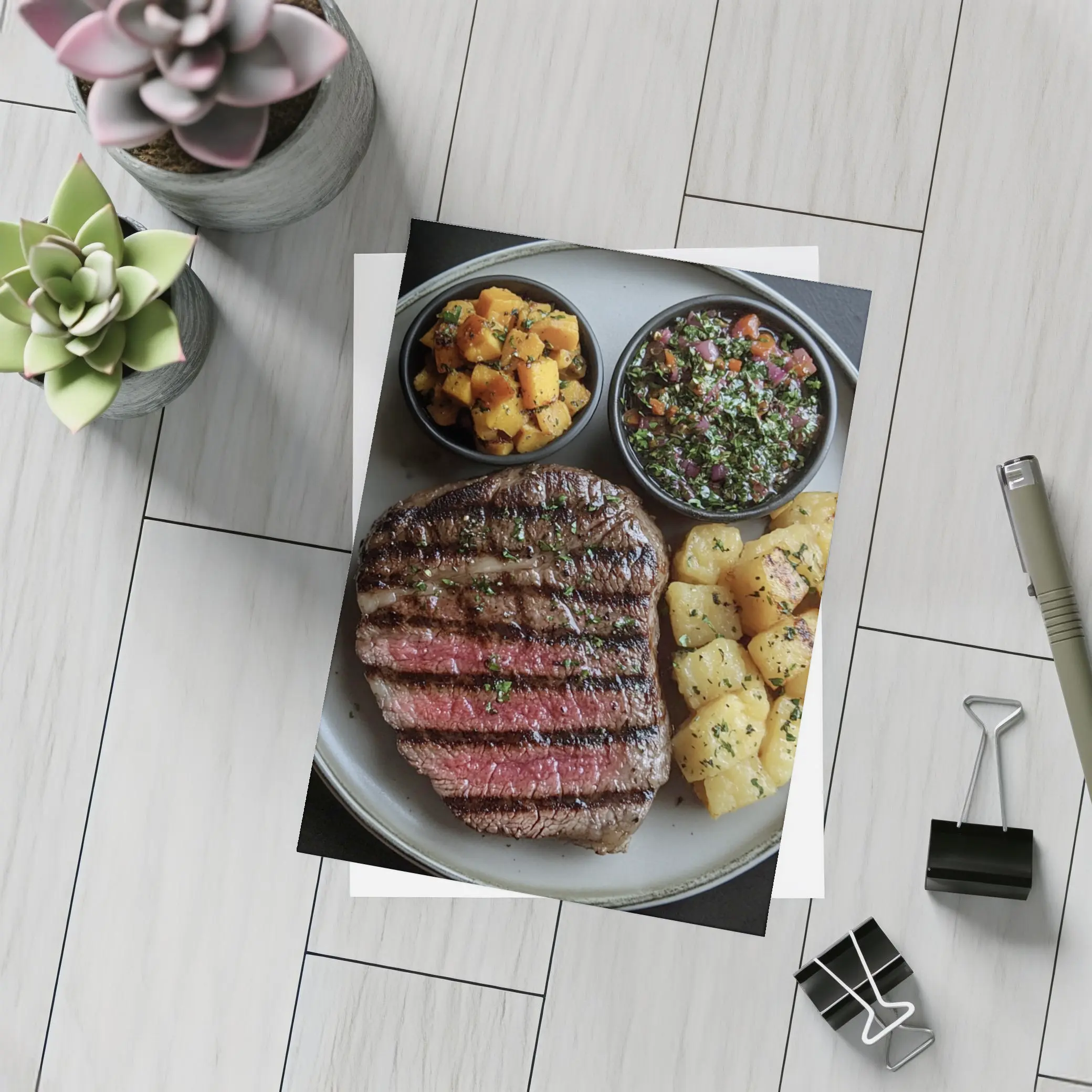 Grilled Steak Plate With Chimichurri And Potatoes – Postcards
