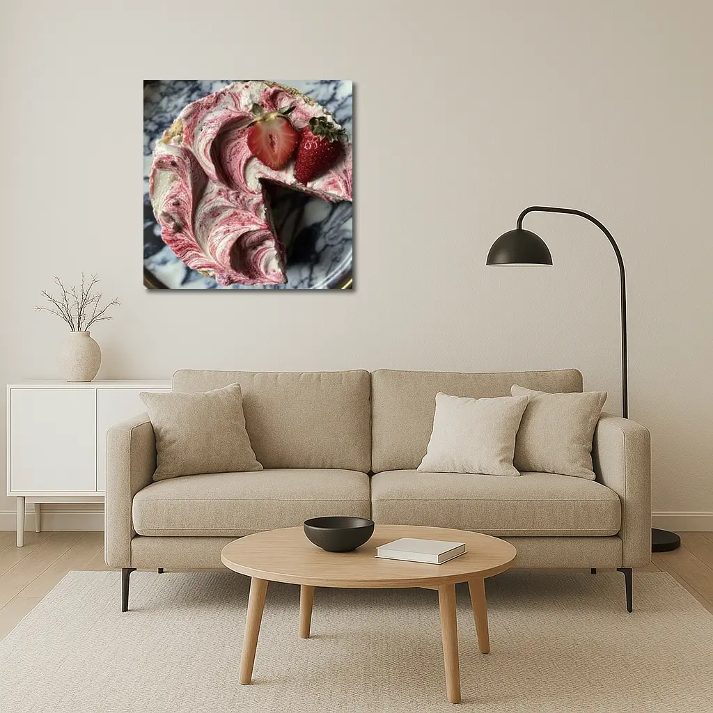 Strawberry Swirl Cheesecake Marble Background – Wall Art