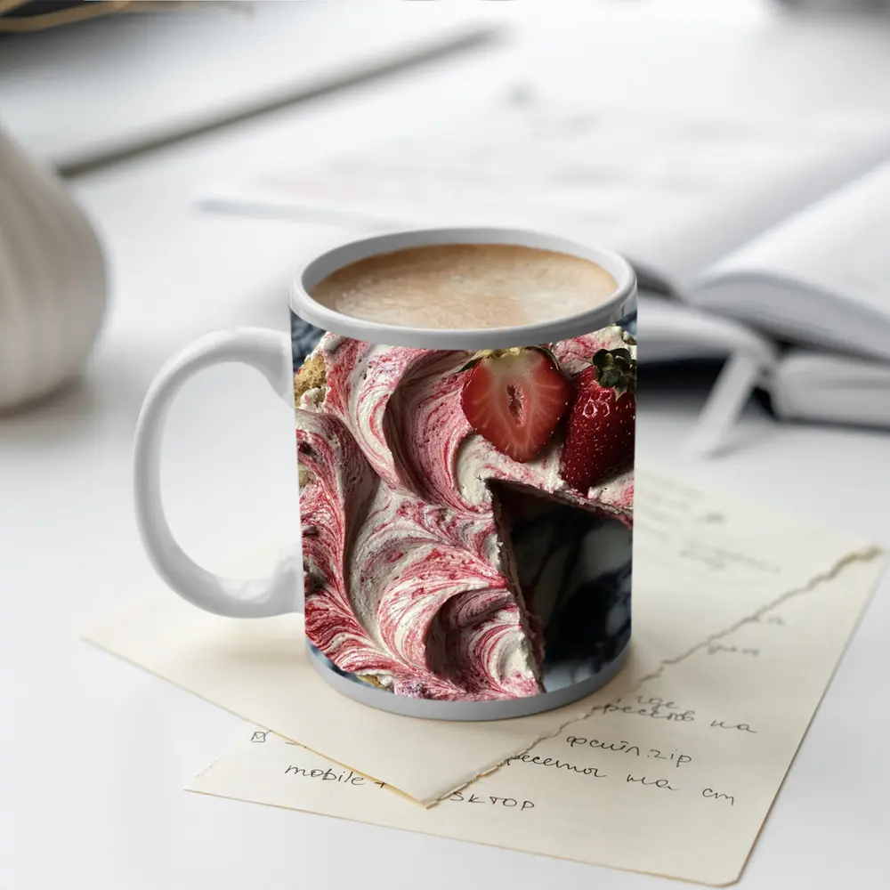 Strawberry Swirl Cheesecake Marble Background – Mugs